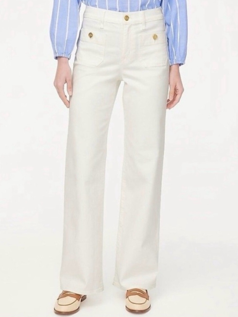 J.Crew Factory Full length Slim Wide leg Premium Edition Sailor Jean White NEW